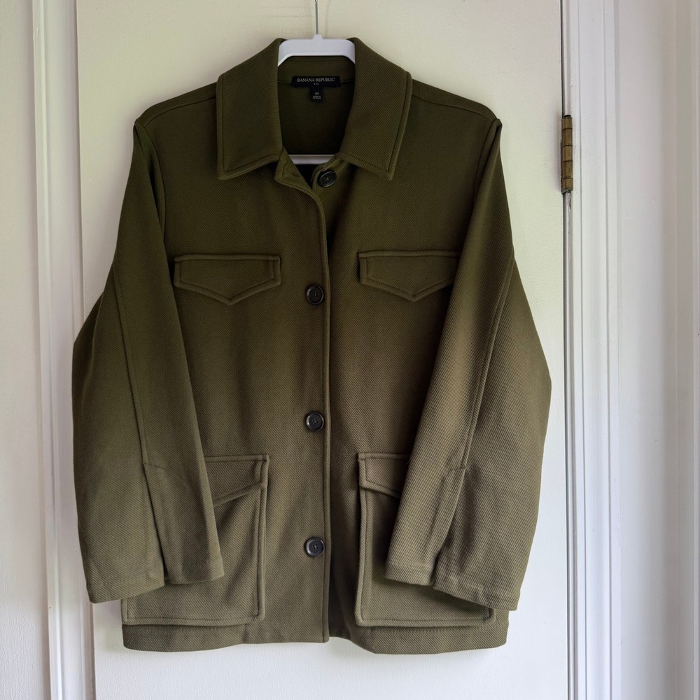Banana Republic Olive Green Cotton Blend Utility Field Jacket Womens Medium